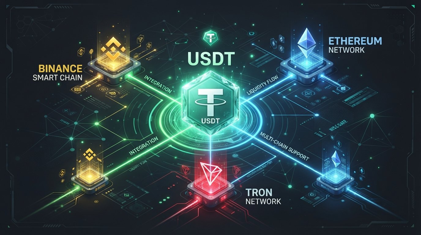 USDT supported across multiple blockchain networks including Ethereum and Tron