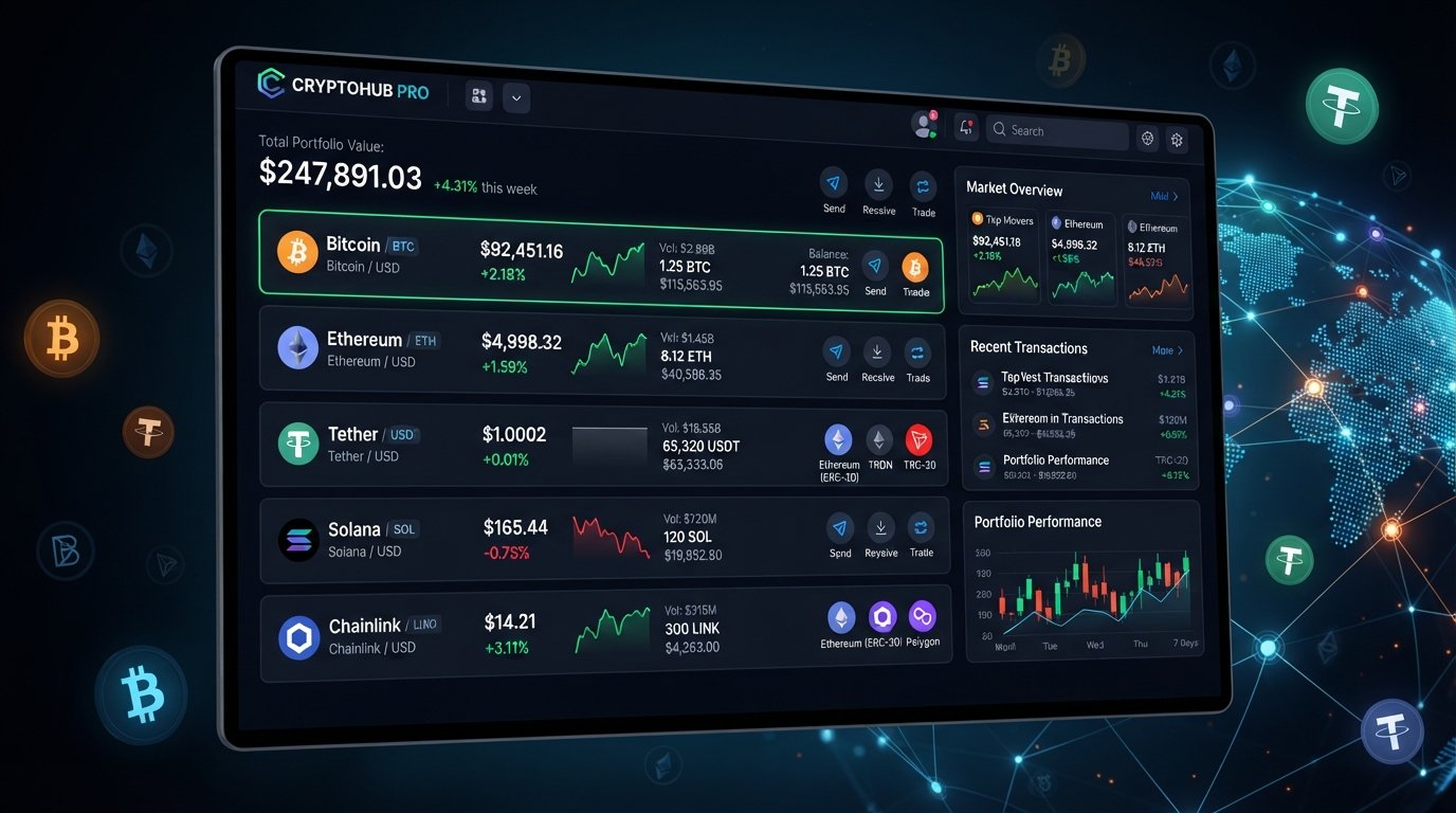 crypto software supporting multiple cryptocurrencies and blockchain networks